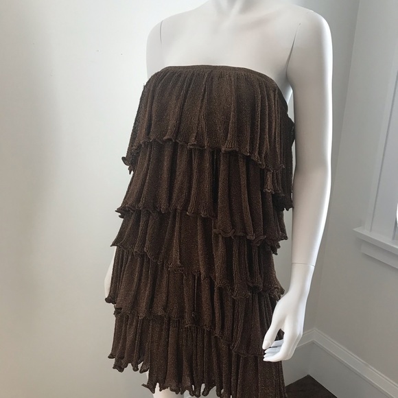 Missoni brown gold ruffle party dress - Picture 7 of 10